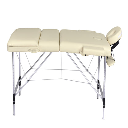 YES4HOMES 3 Fold Portable Aluminium Massage Table Massage Bed Beauty Therapy Beige