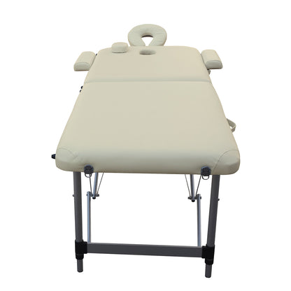 YES4HOMES 2 Fold Portable Aluminium Massage Table Massage Bed Beauty Therapy Beige