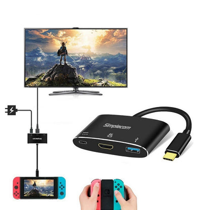 Simplecom DA310 USB 3.1 Type C to HDMI USB 3.0 Adapter with PD Charging (Support DP Alt Mode and Nintendo Switch)