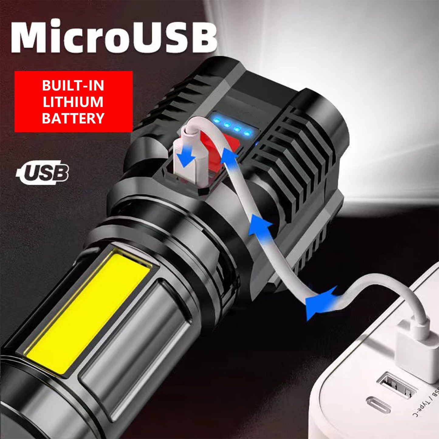 Mountgear Five-Core USB Light Rechargeable Outdoor Multi-Function Led Remote Beam Lamp