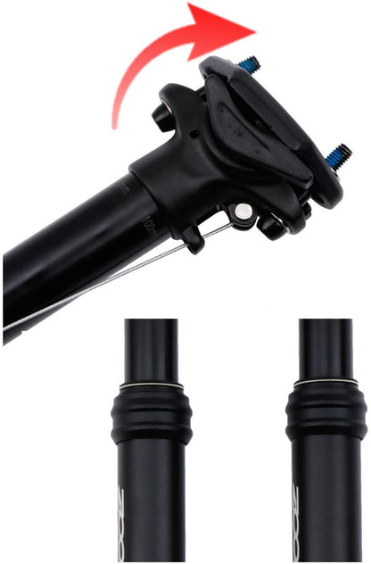 ZOOM SPD-801 Dropper Seatpost Adjustable Height via Thumb Remote Lever - External Cable 31.6 Diameter 100mm Travel