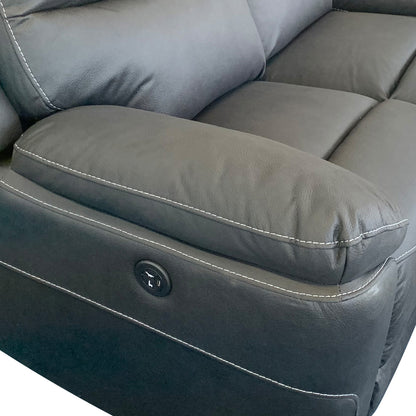 2R Finest Fabric Electric Recliner Feature Multi Positions Ultra Cushioned USB Outlets in Charcoal Colour