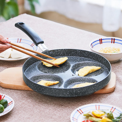 Justcook 24cm 4 Mold Non-Stick Egg Cooker Frying Pan - Black