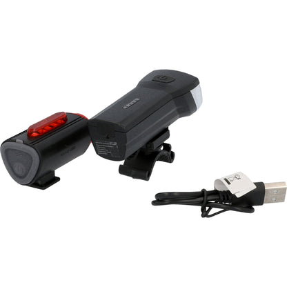 Fischer LED Bike Light Set 30Lux USB with rear floor light