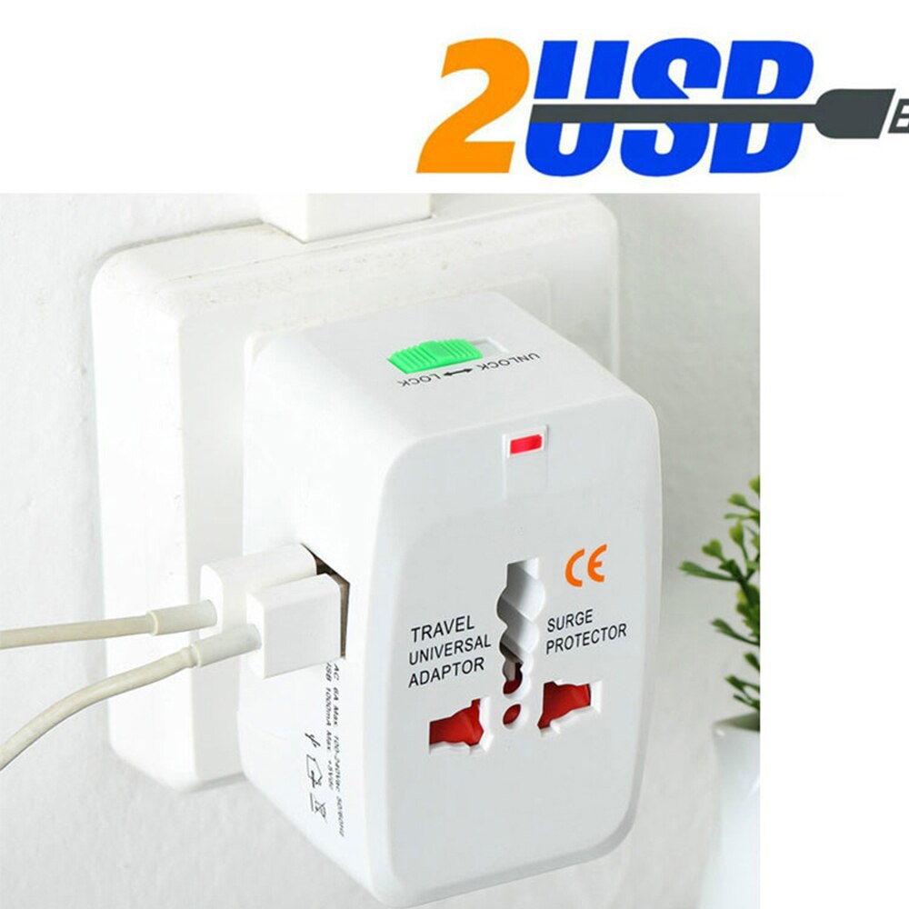 Dual USB Portable Electric Plug Power Socket Adapter International Travel Universal Charger Converter EU UK US AU