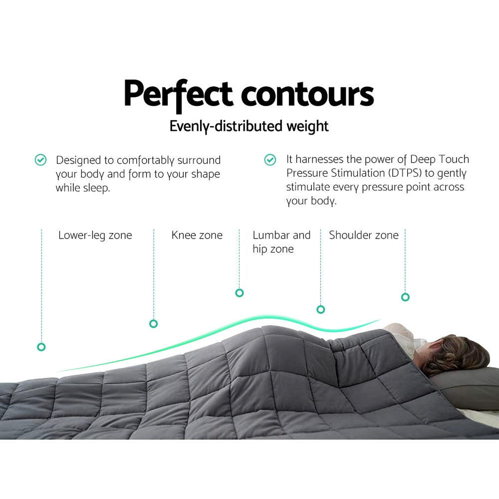 Weighted Blanket Adult 9KG Heavy Gravity Blankets Microfibre Cover Calming Relax Anxiety Relief Grey