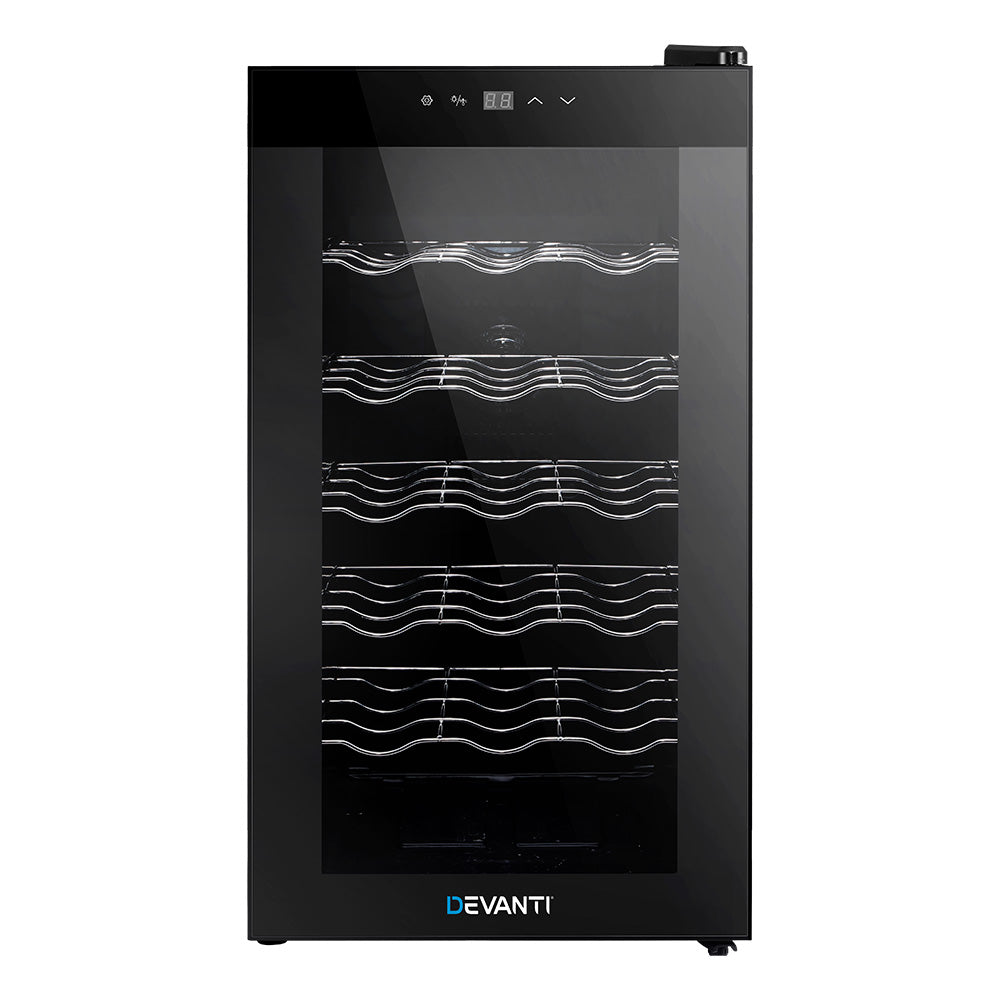 Devanti Wine Cooler 18 Bottles Glass Door Beverage Cooler Thermoelectric Fridge Black