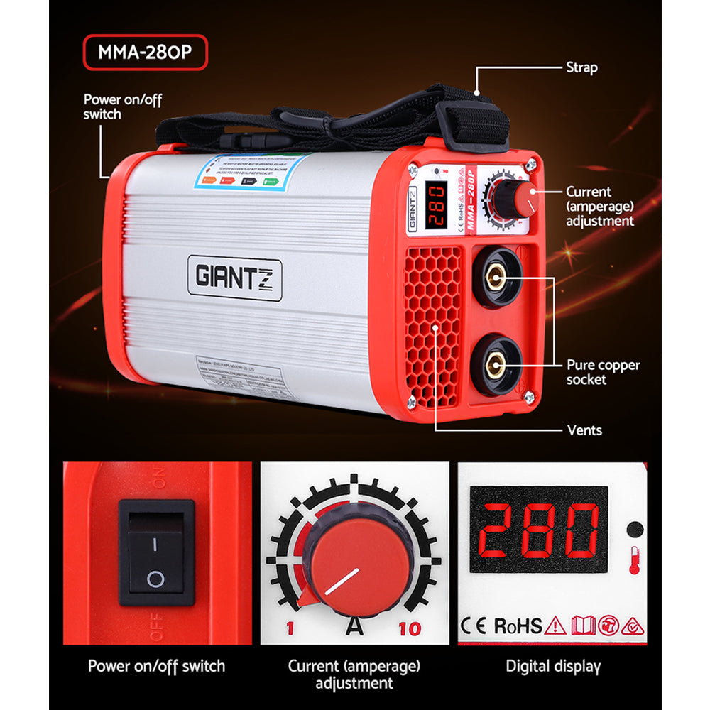 Giantz 280 Amp Inverter Welder DC MMA ARC IGBT Stick Portable Welding Machine