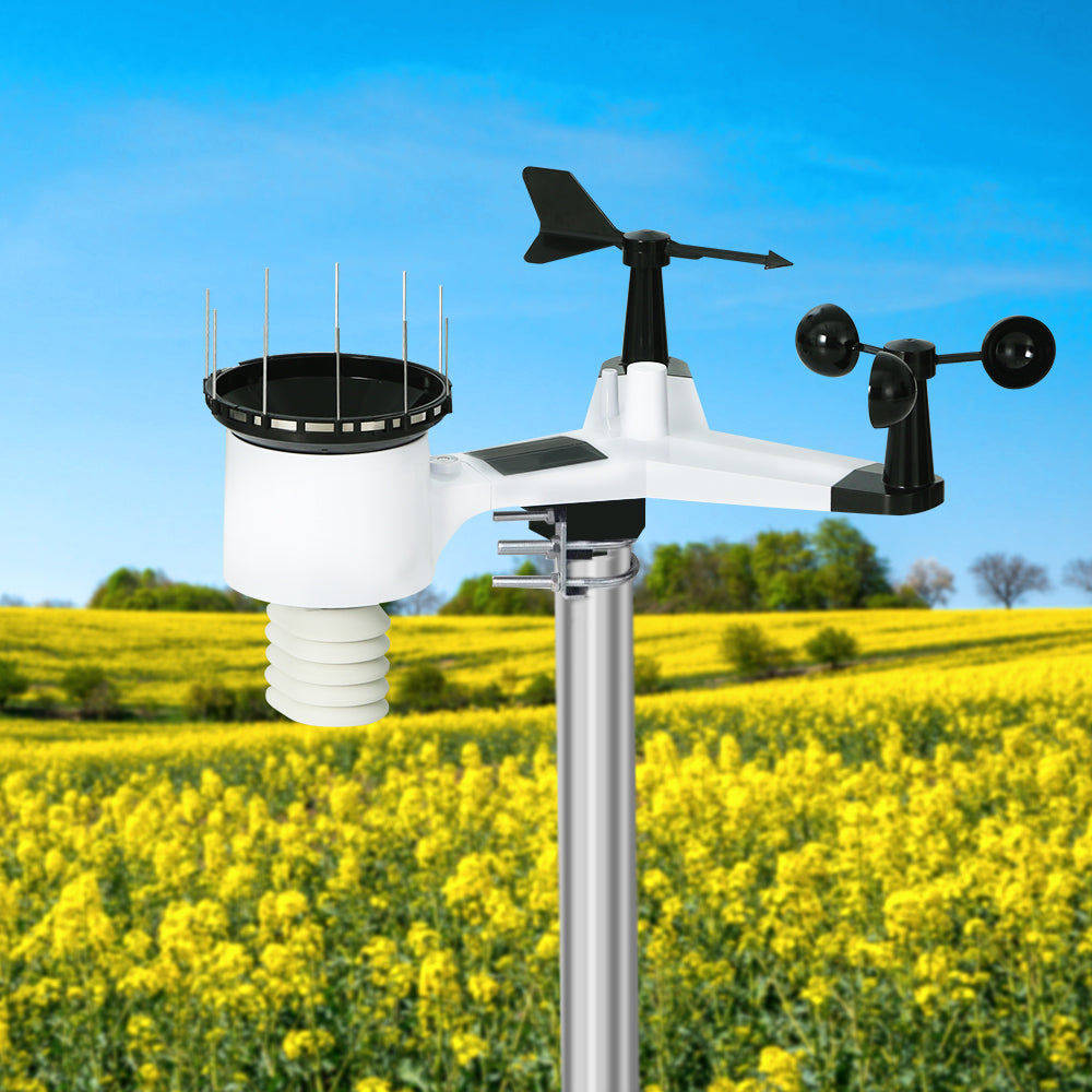 Devanti Weather Station Indoor Outdoor Wireless WiFi Rain Gauge Anemometer Solar