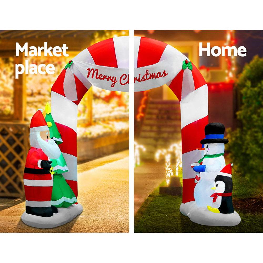 Jingle Jollys Christmas Inflatable Santa Archway 3M Outdoor Decorations Lights