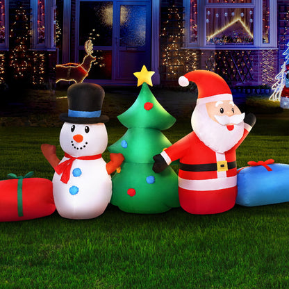 Jingle Jollys Christmas Inflatable Tree Snowman Lights 2.7M Outdoor Decorations