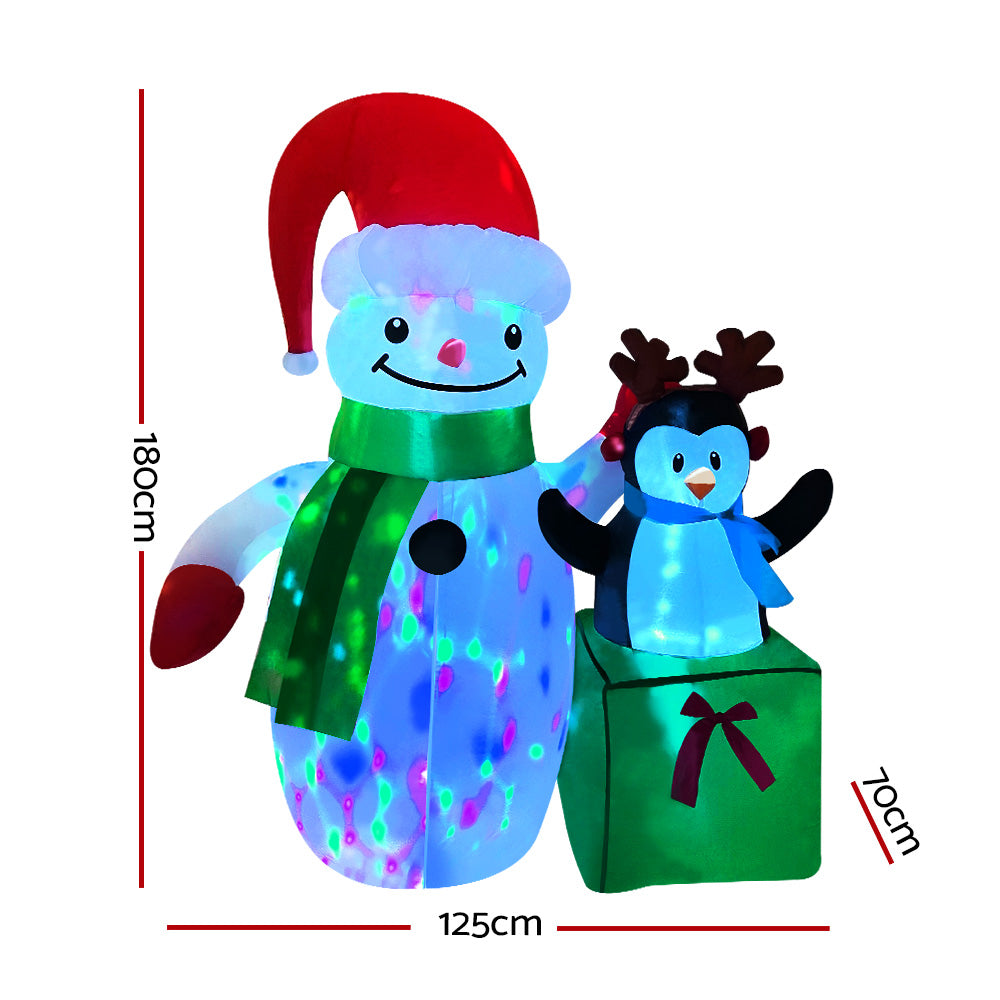 Jingle Jollys Christmas Inflatable Snowman 1.8M Lights LED Outdoor Decorations