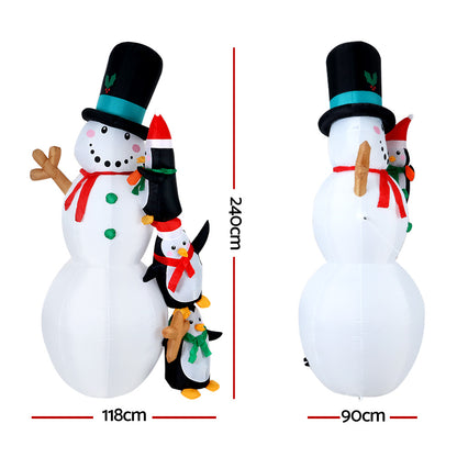 Jingle JollysChristmas Inflatable Snowman 2.4M Xmas Lights Outdoor Decorations