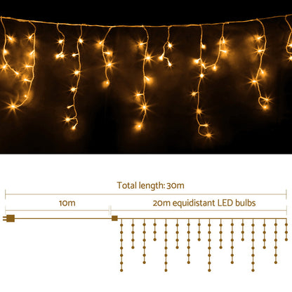 Jingle Jollys 800 LED Christmas Icicle Lights Warm White