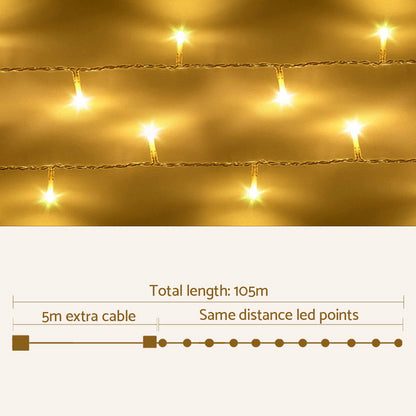 Jingle Jollys 100M 500 LED Christmas String Lights Warm White