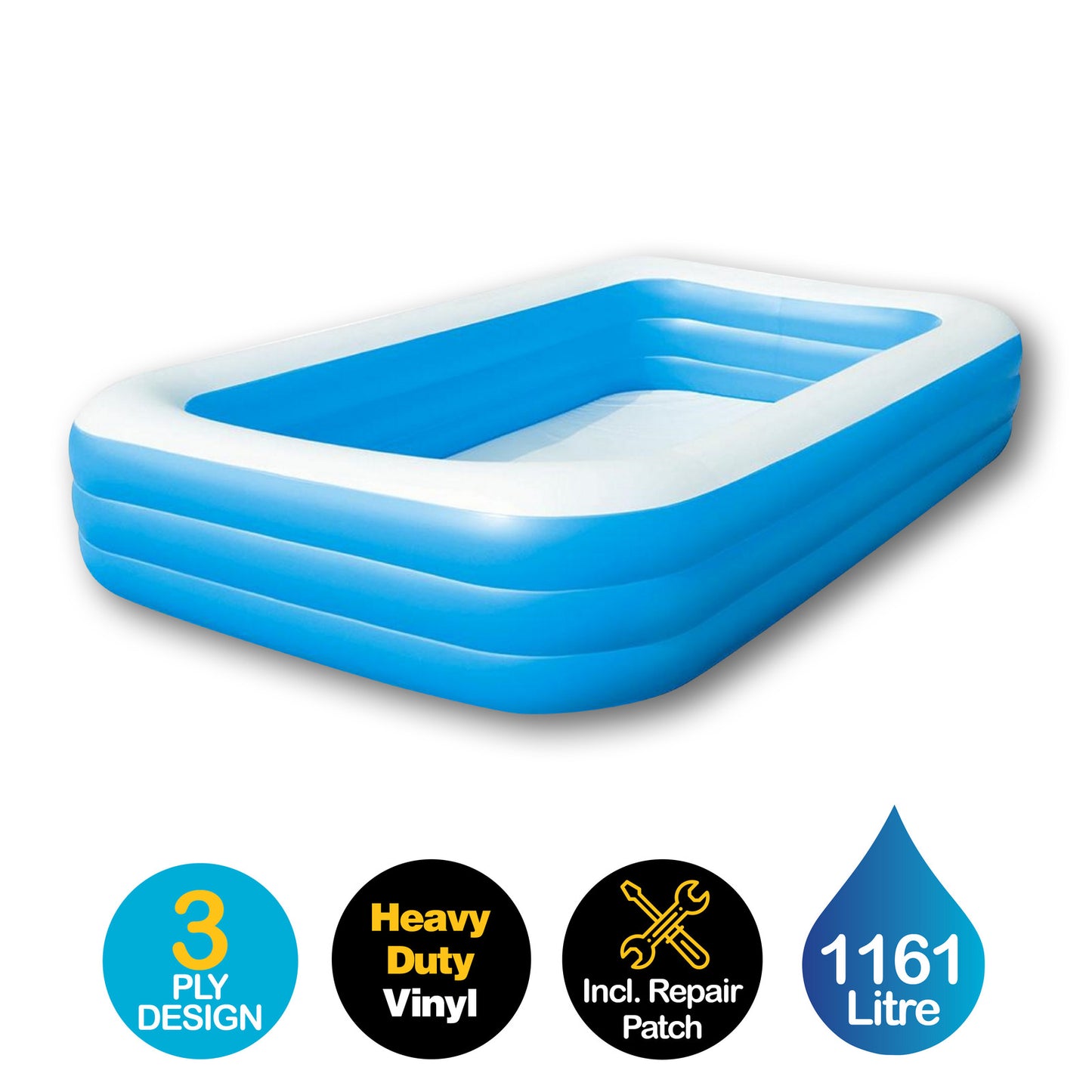 Bestway Swimming Pool Above Ground Inflatable Family Fun 305cm x 183cm x 51cm